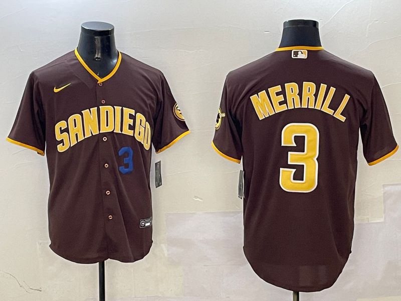 Men San Diego Padres #3 Merrill Brown Game 2025 Nike MLB Jersey style 4->san diego padres->MLB Jersey